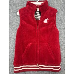 ZooZatz Washington State Cougars WSU Sherpa Vest Crimson Red Womens Medium‎ NEW